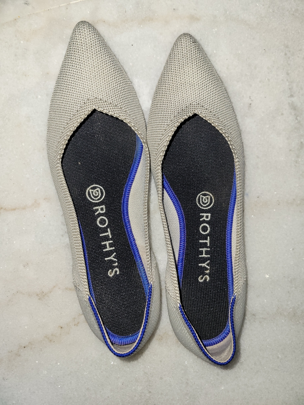 Rothy's Women's Pointed Knit Flats — Light Gray Size 7.5